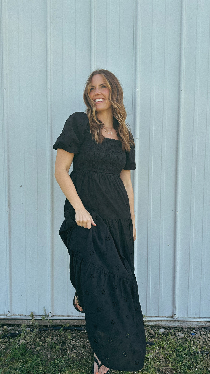 Rachel Eyelet Midi Dress