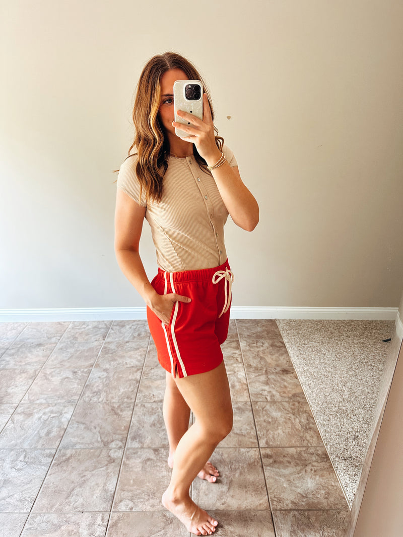 Red Stripe Athletic Short