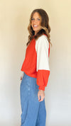 Red Hot Colorblock Pullover