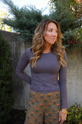 Charcoal Lace Hem Tee