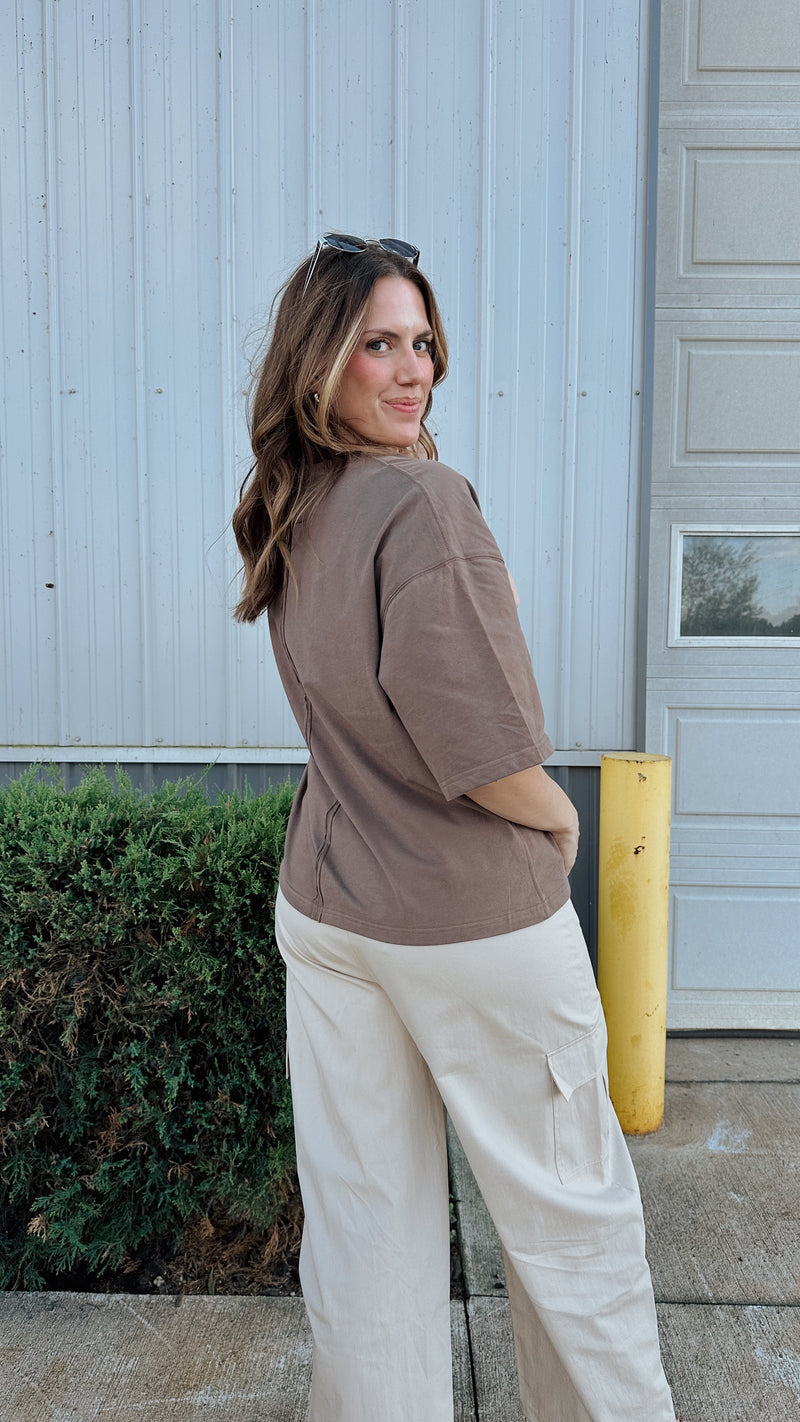 Oversized Soft Tee in Mocha