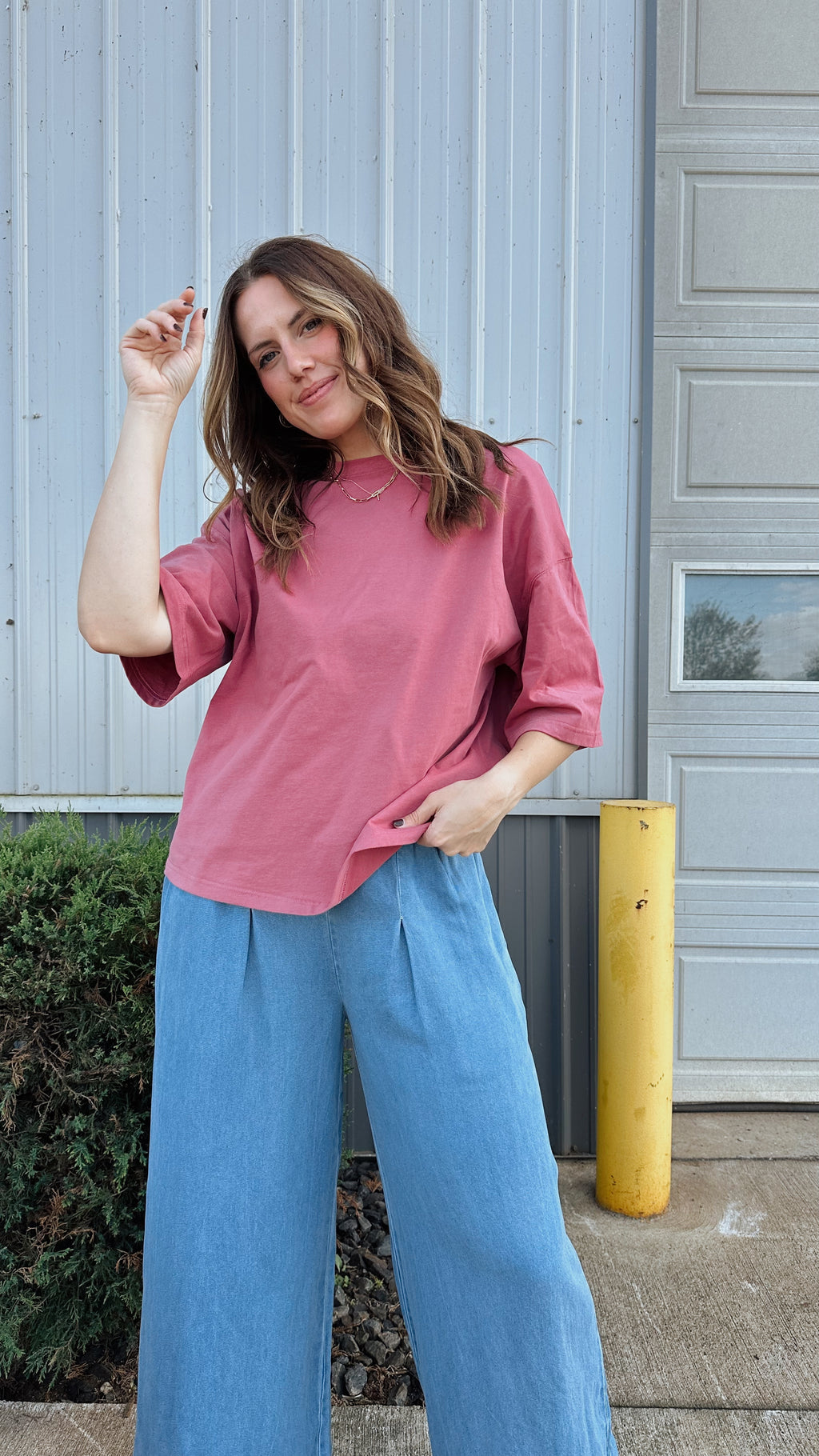 Oversized Soft Tee in Ruby