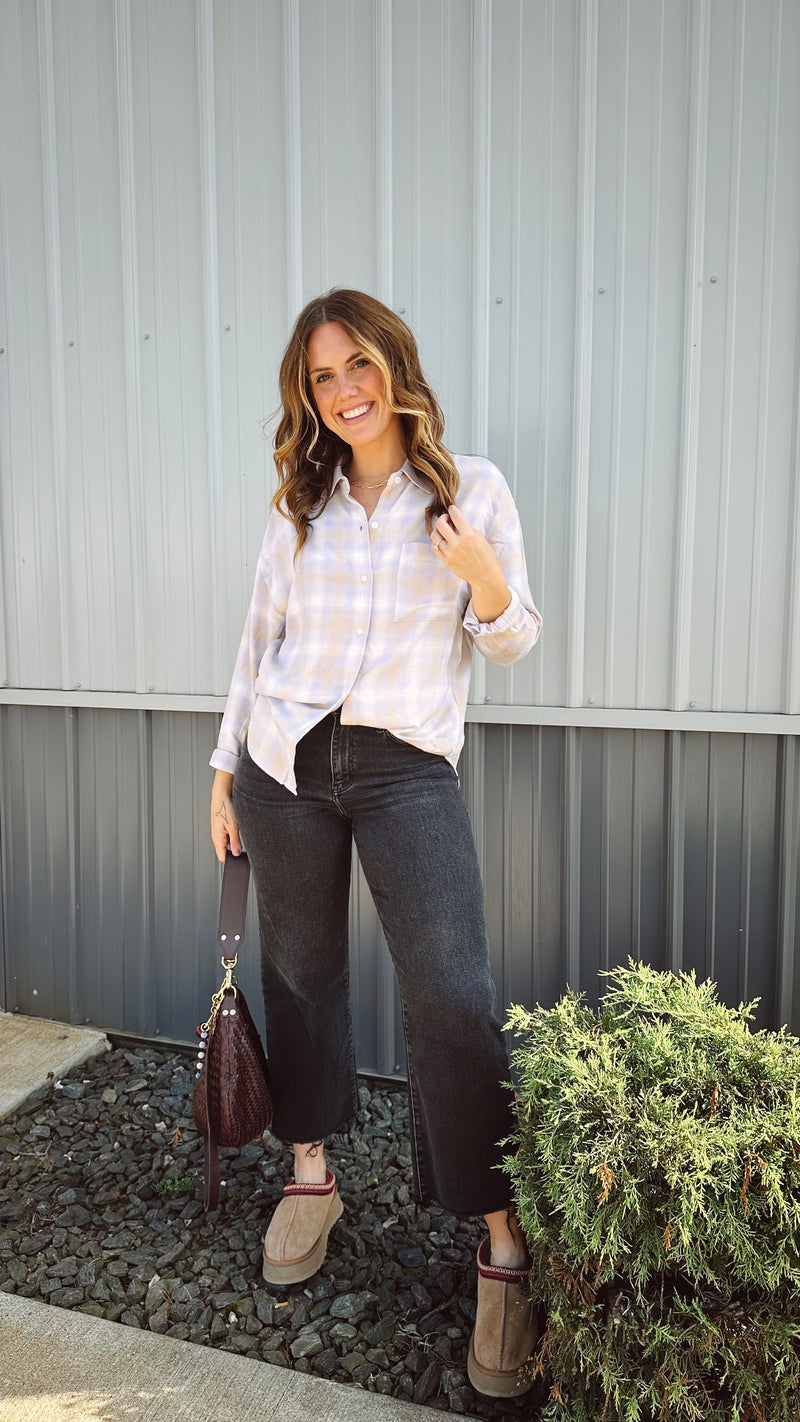 {Z Supply} River Plaid Shirt in Lavender Ice