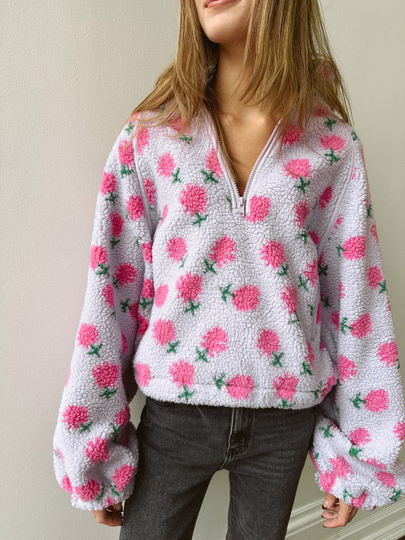 Floral Sherpa Half Zip