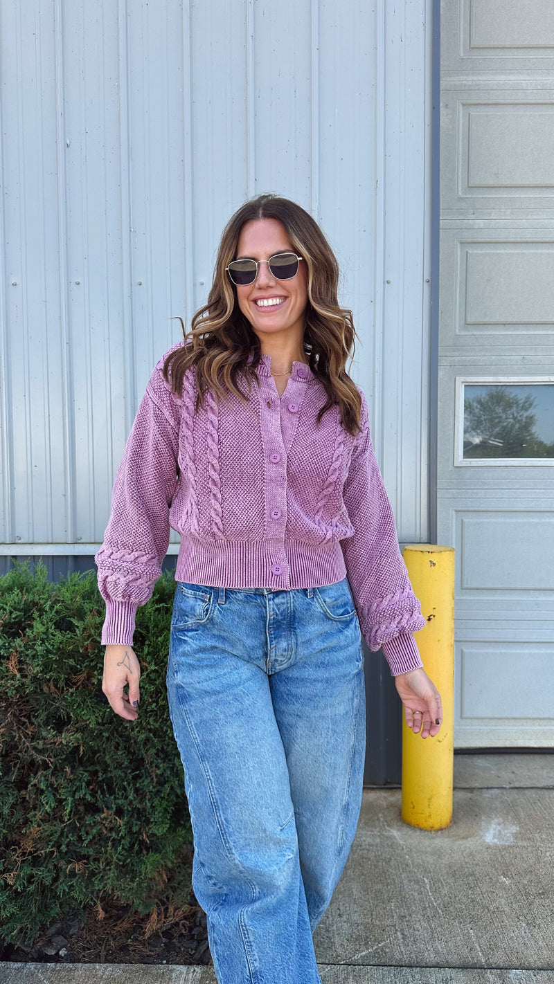 Wild Berry Cable Knit Cardigan