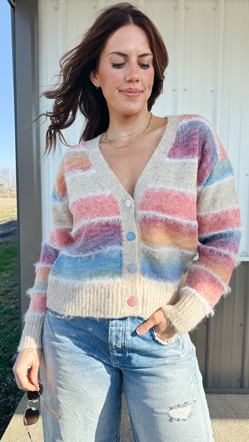 Fuzzy Striped Cardigan