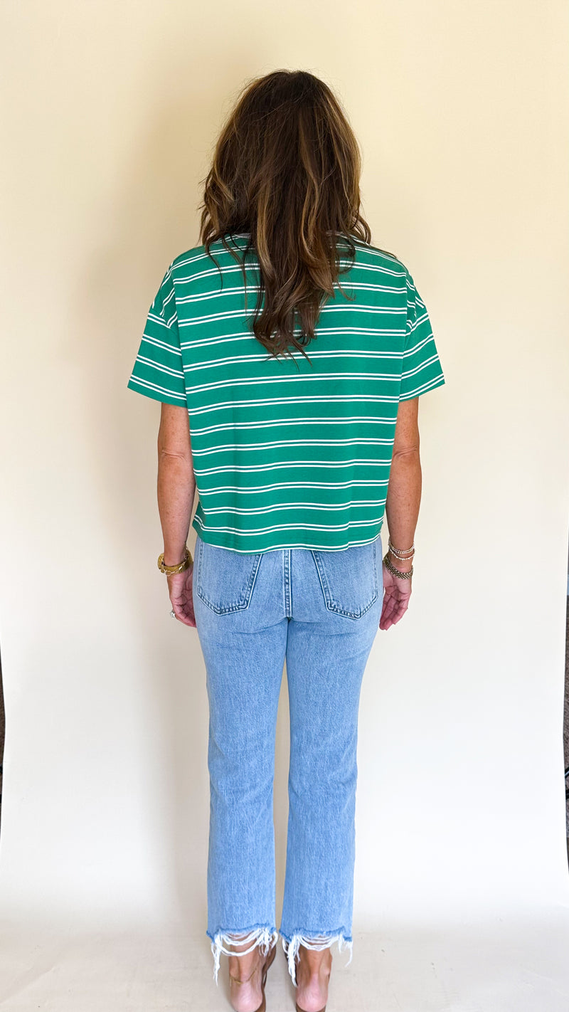 Riley Striped Tee in Green