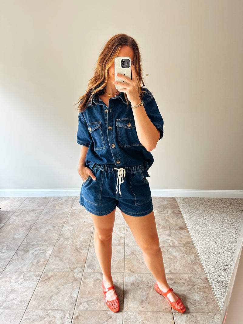 Jessie Drawstring Denim Shorts