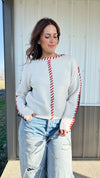 Laces Colorblock Sweater in Navy