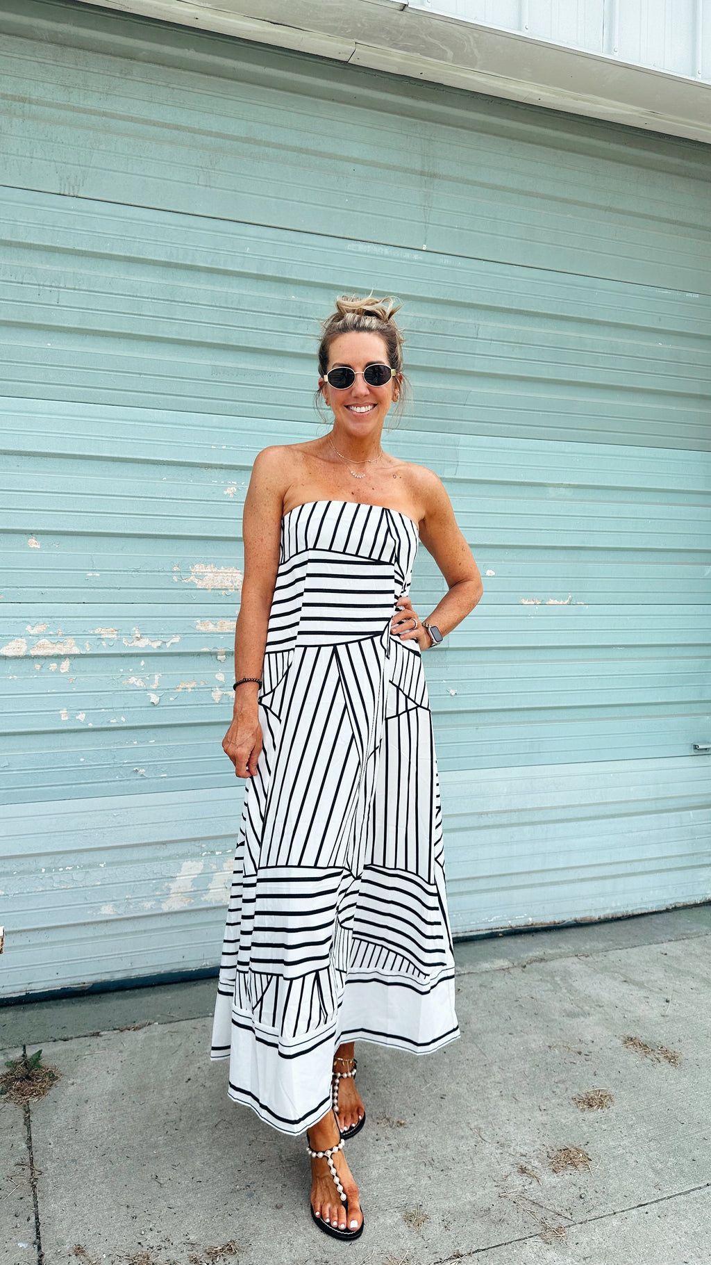 B&W Strapless Dress