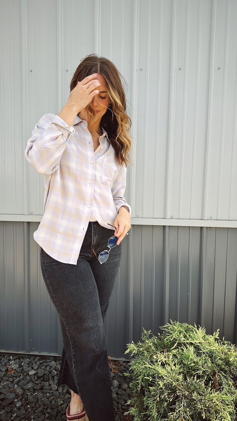 {Z Supply} River Plaid Shirt in Lavender Ice