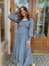 Indigo Ruffled Maxi Dress