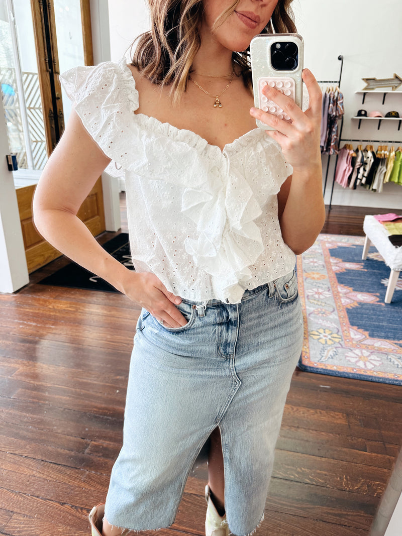 Eyelet Off-Shoulder Blouse