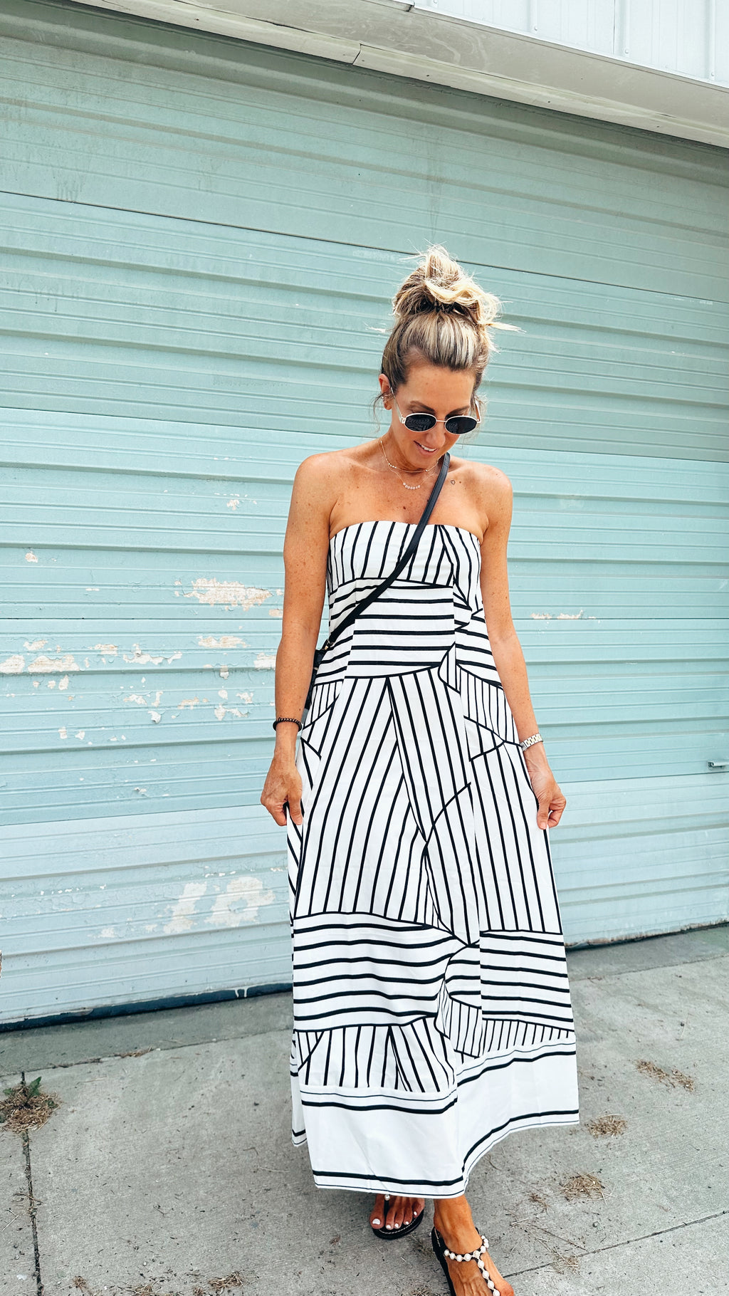 B&W Strapless Dress