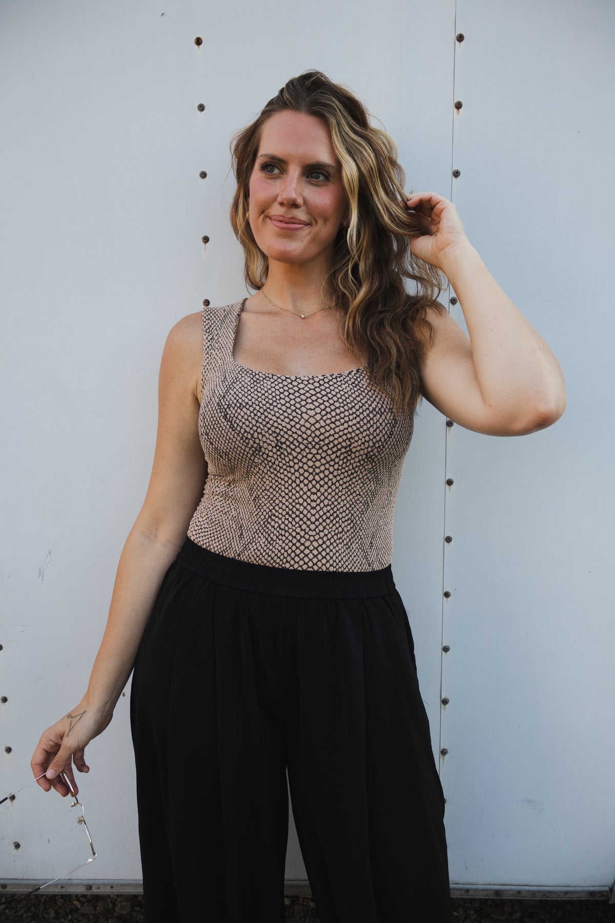 Square Neck Snakeskin Tank Top