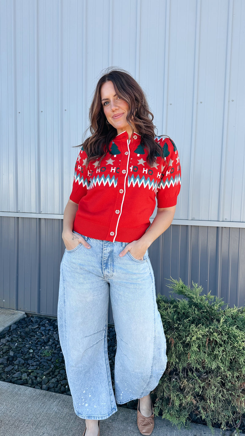 HO-HO Cardigan in Red