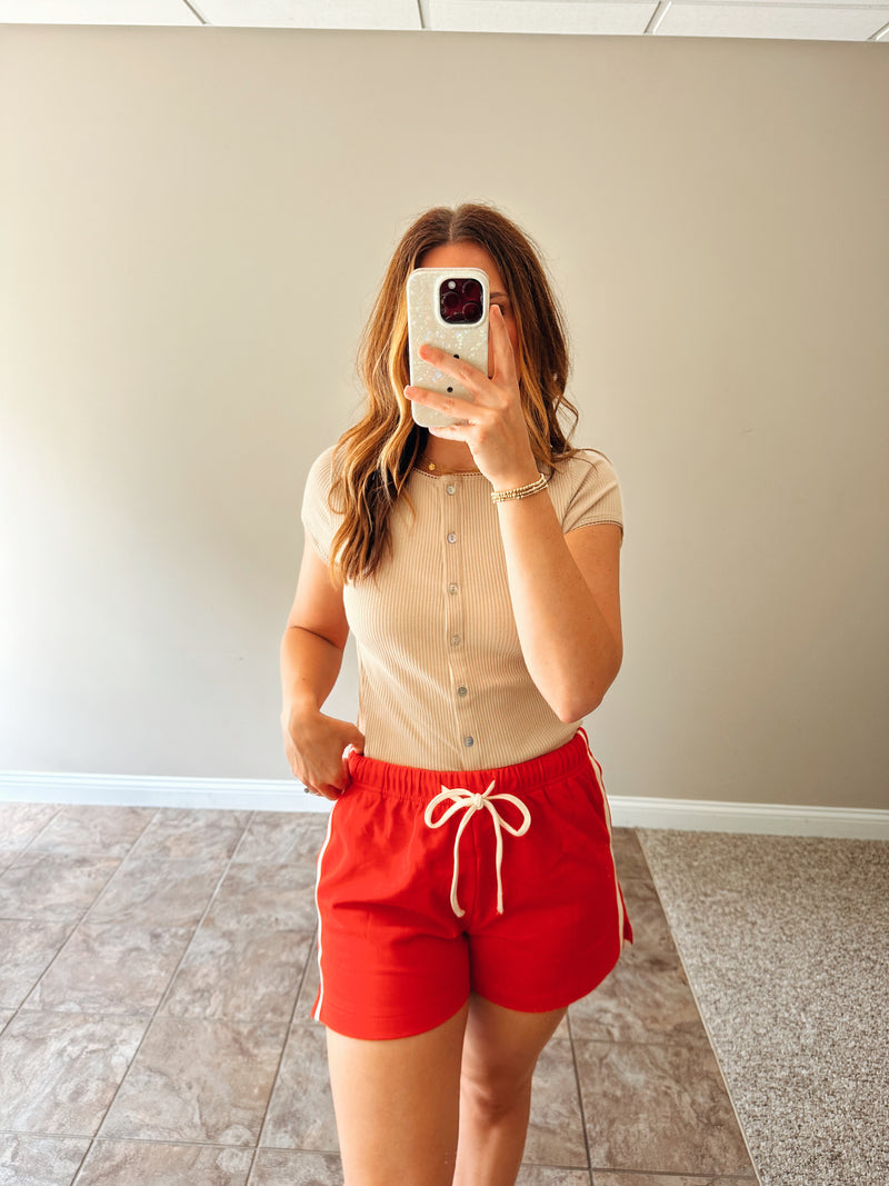 Red Stripe Athletic Short