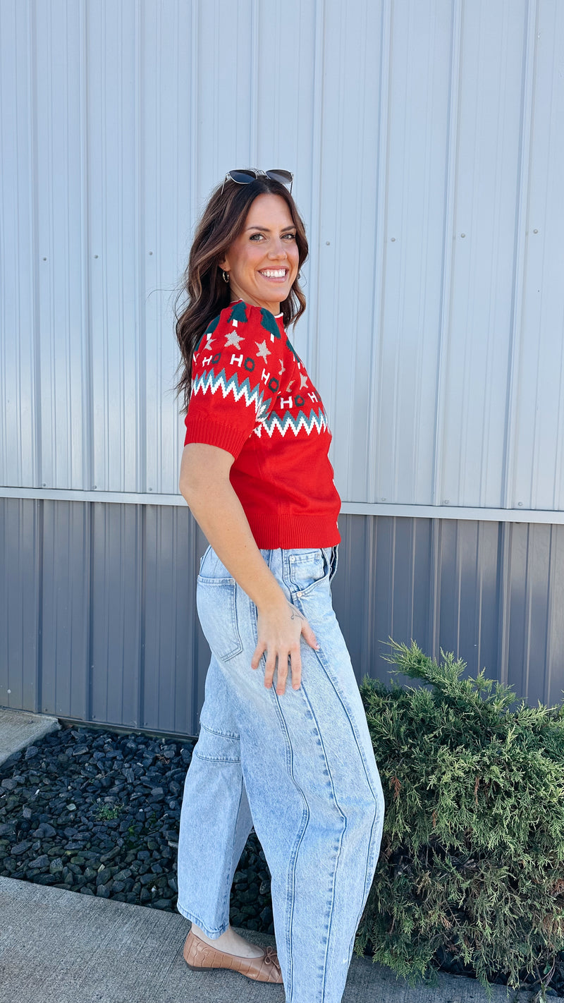 HO-HO Cardigan in Red