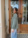 Cozy Gold Button Cardigan in Green