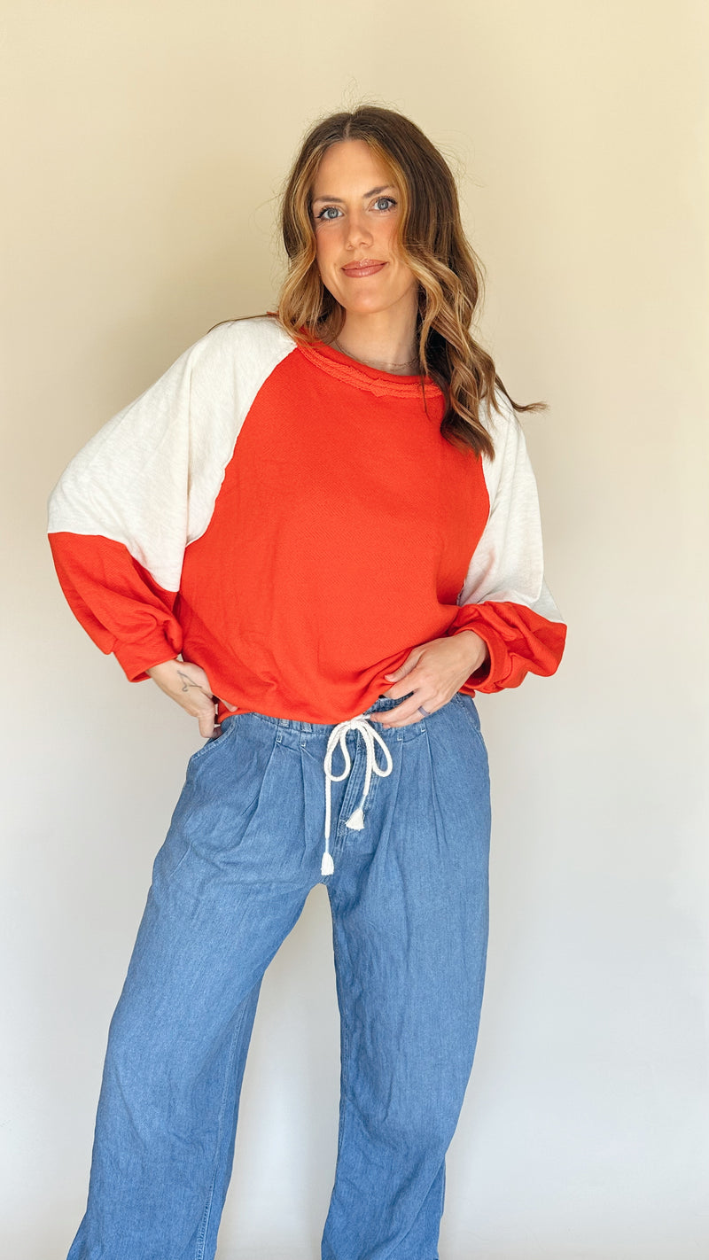 Red Hot Colorblock Pullover
