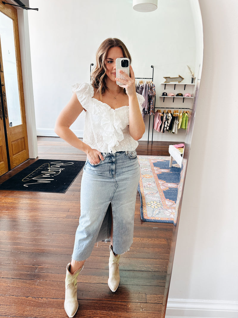 Eyelet Off-Shoulder Blouse