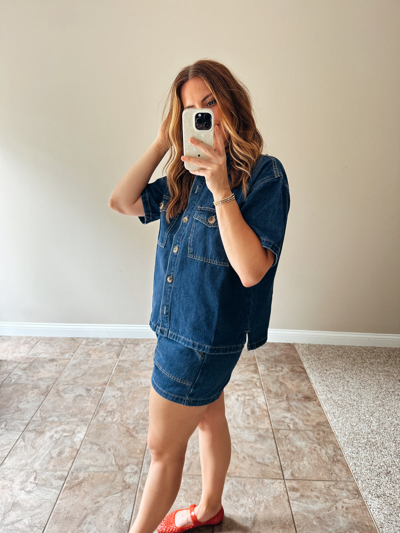 Jessie Drawstring Denim Shorts