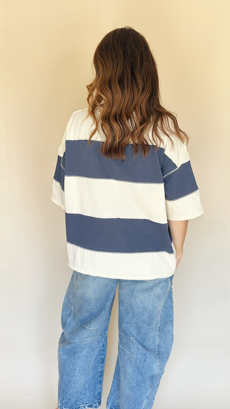 {RESTOCK} Navy Colorblock Tee