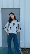Spooky Crew Sweater in Silver