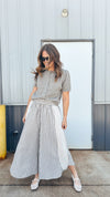 Holland Striped Eyelet Pant in Taupe