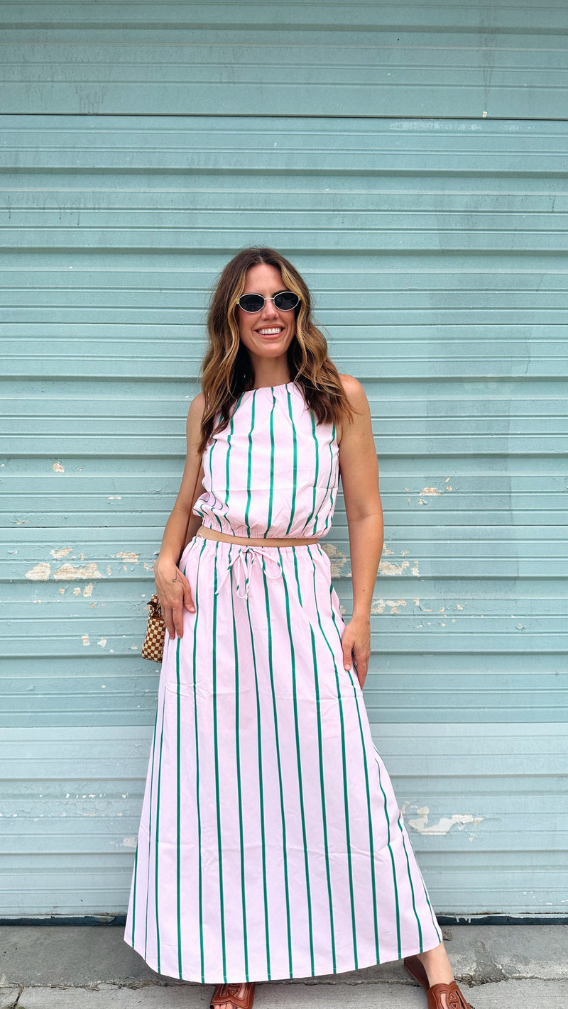 Striped Maxi Skirt Set