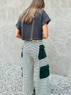 Striped Cargo Wide Leg in Evergreen