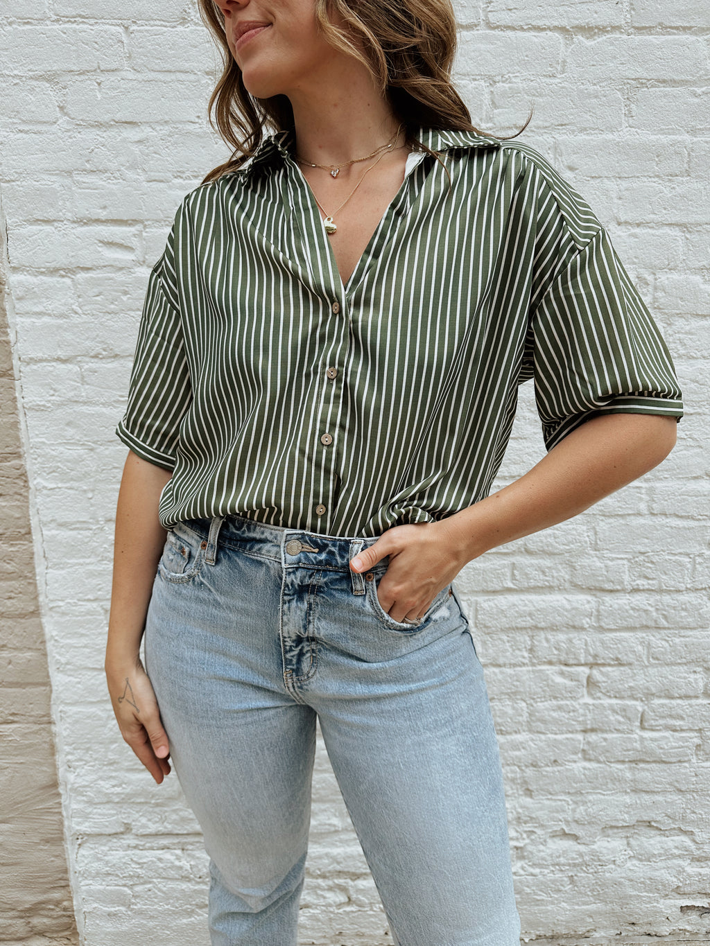 Evergreen Striped Blouse