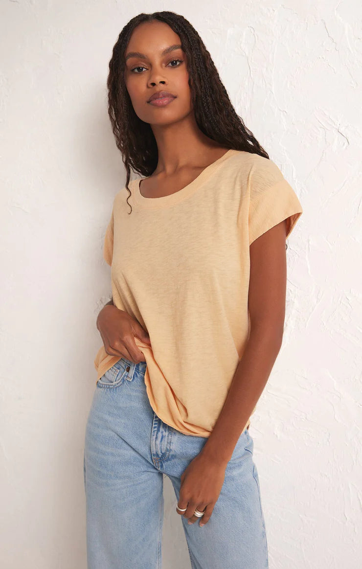 Laid Back Slub Top in Orange Cream