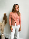 Twisted Ribbed Sweater Top in Clay